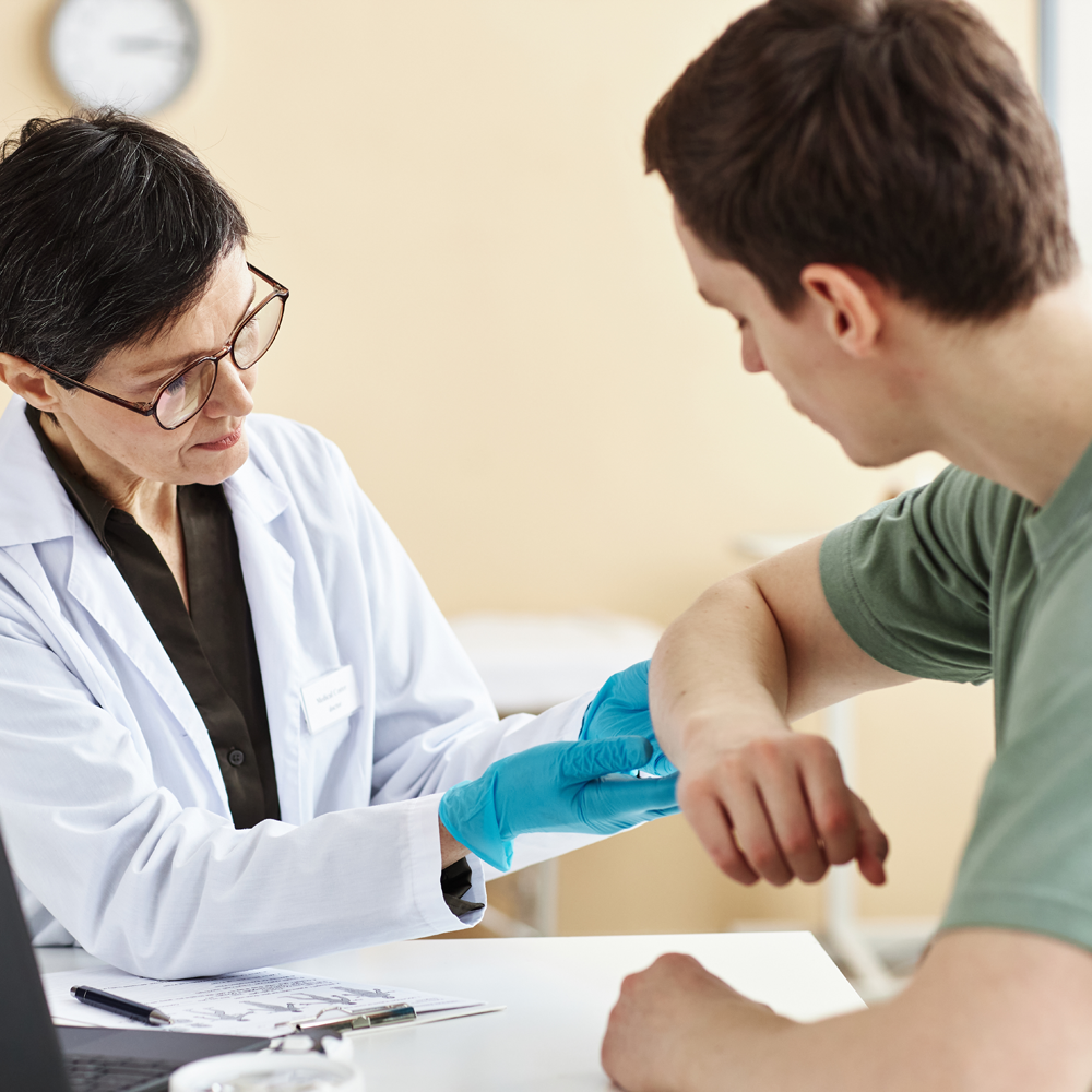 Equity Medical allergist assessing symptoms during food allergy clinical trials in Upper West Side, Manhattan