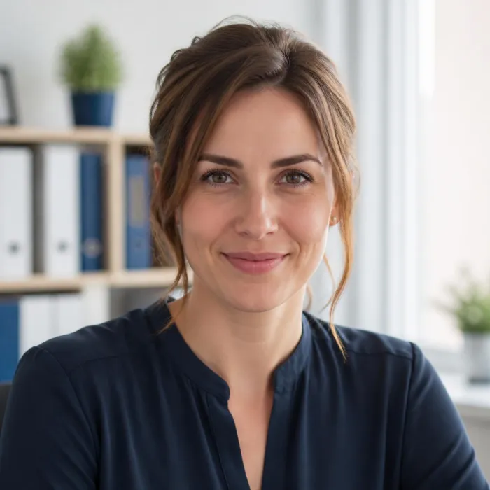 Adult feeling focused and confident Confident woman at a tidy desk, interested in taking part in an ADHD clinical study